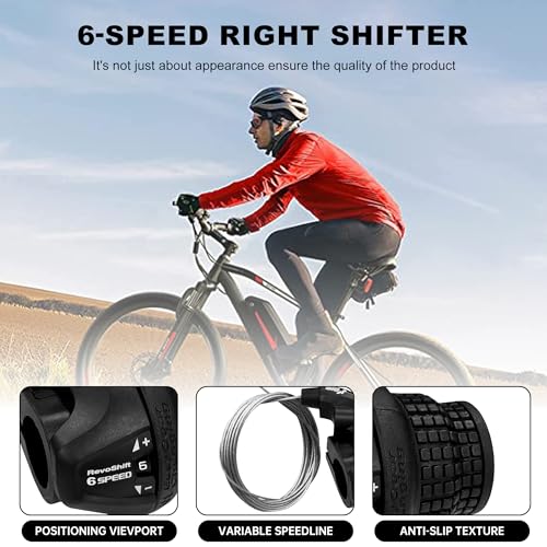 Aikolesa RS25-6R 6-Speed Bike Gear Shifter with Thumb Twist Grip - Universal Fit