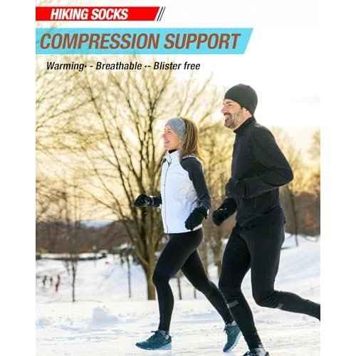 3 Pairs Men's Merino Wool Socks - Thermal Winter and Hiking Socks with Cushioned Support for Everyday Comfort