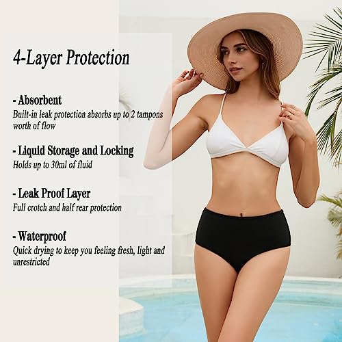 Leoparts Leakproof Period Swimwear Bikini Bottoms for Teen Girls Women Small Black 853