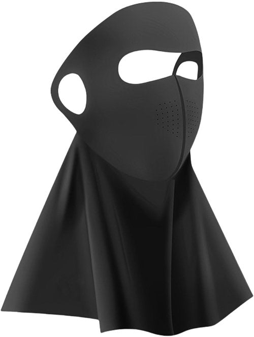ZUKTCR Full face Sunscreen mask Side Bone Seamless Mask Head-Mounted Portable Outdoor Female Windproof (Black)