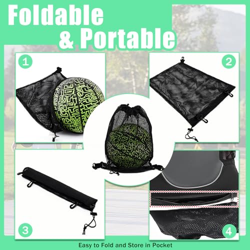 Dark Black Drawstring Soccer Bag with Detachable Mesh Ball Pocket - Foldable Sports Backpack for Kids & Teens
