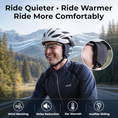 Bike Helmet Ear Warmer Pads - Wind-Blox Focus Helmet Wind Blocker for Cycling