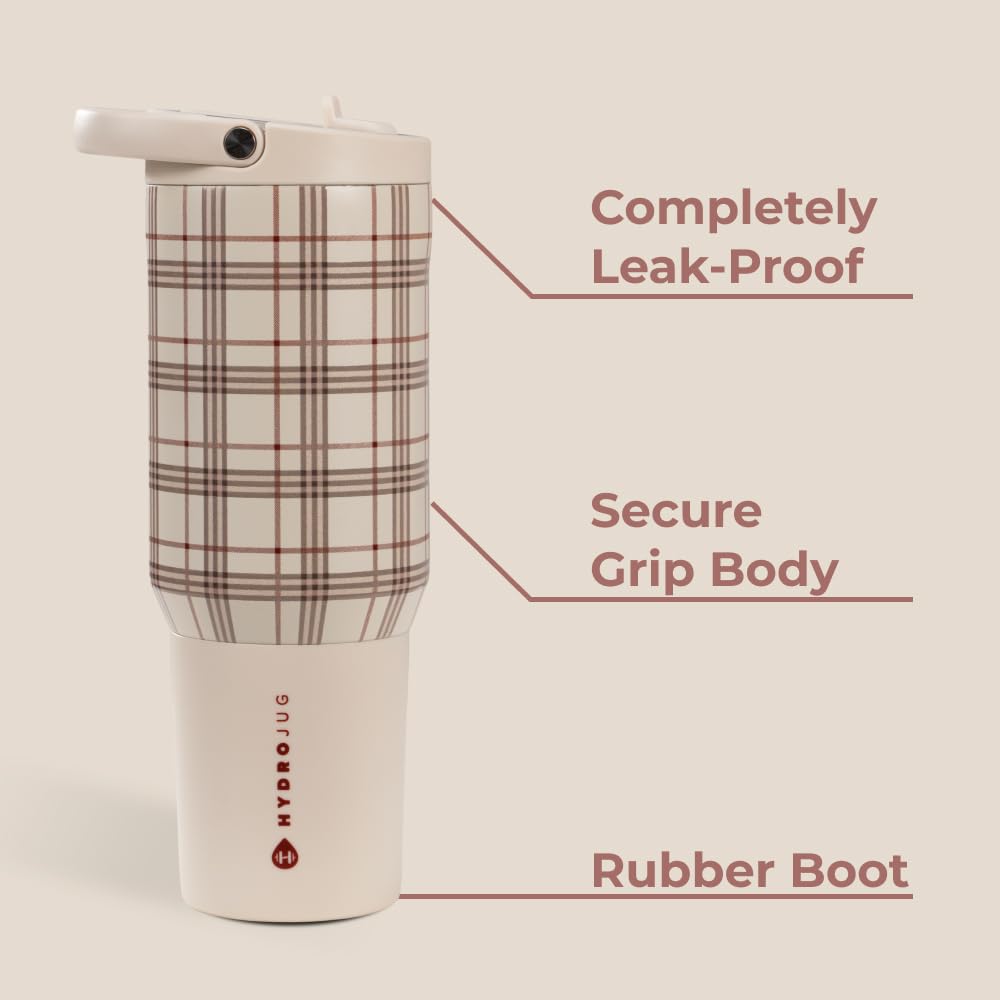 HydroJug Sport - Stainless Steel Tumbler with Straw, Vacuum Insulated, 20oz Leakproof Water Bottle, Ergonomic Design, Reusable, Dishwasher Safe, Rubber Base, Durable for Gym or Outdoors, Blair