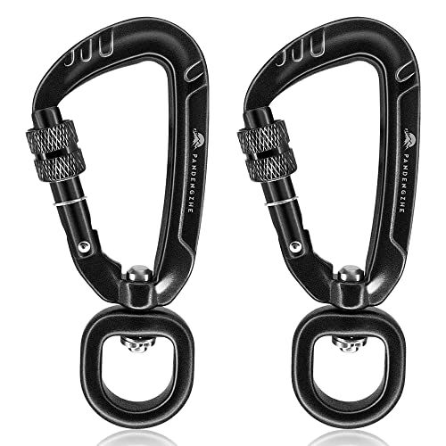 2 Pack Locking Carabiner Clips 2.5" with Swivel & Screw Lock for Pets Camping Hiking