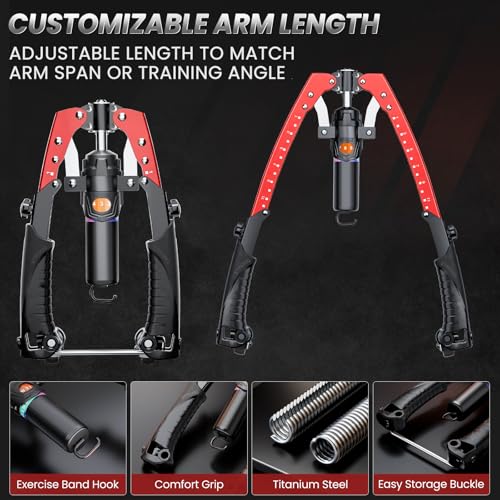 Red Hydraulic Arm Trainer 3-in-1 Chest, Arm & Ab Workout Equipment