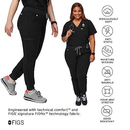 FIGS Zamora Jogger Scrub Pants for Women ? Slim Fit, 6 Pockets, Yoga Waistband, Ribbed Ankle Cuffs, Anti-Wrinkle