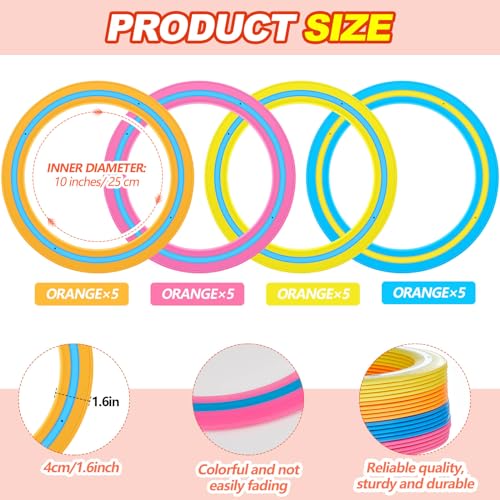 20 Pack 10 Inch Flying Discs Ring Toy Outdoor Sports Set in Bright Colors