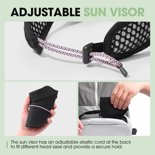 Breathable Mesh Sun Visor Lightweight Sport Hat for Men Women - Black
