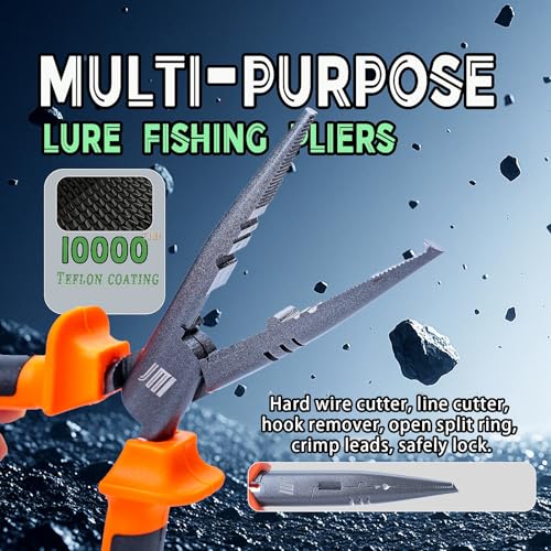 6-Piece Fishing Tool Kit with Pliers, Fillet Knife, Fish Lip Gripper & Retractor