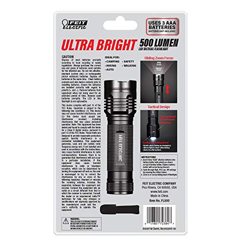 LED Tactical Flashlight 4 Inch 500 Lumens Zoomable Aluminum Alloy
