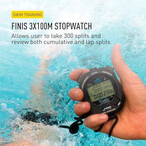 FINIS Waterproof Stopwatch for Swim Training - 300 Split Memory - Stroke Rate Mode - Easy-Read Display