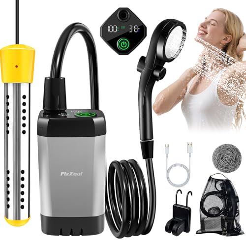 Portable Camping Shower with 2000W Auto-Off Water Heater and Digital Display