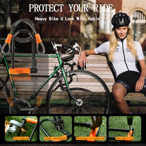Heavy Duty Bike U Lock with 4ft Cable and Mounting Bracket - Long