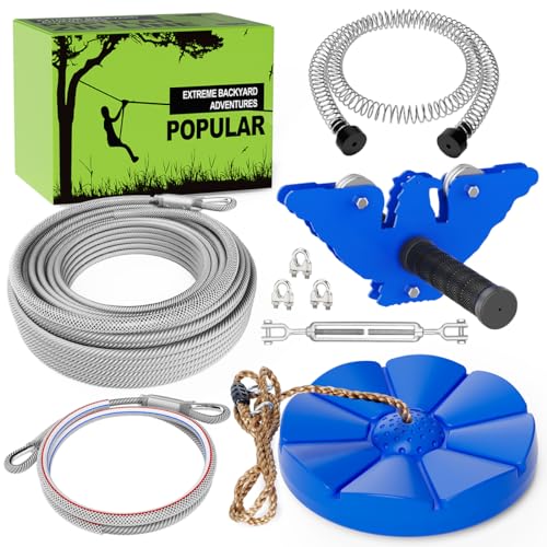 X XBEN 65FT Backyard Zip Line Kit for Kids & Adults - Safe Outdoor Recreation