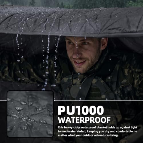 Black Large Waterproof Outdoor Blanket 80" x 58" | Thick 350 GSM Fleece, Windproof