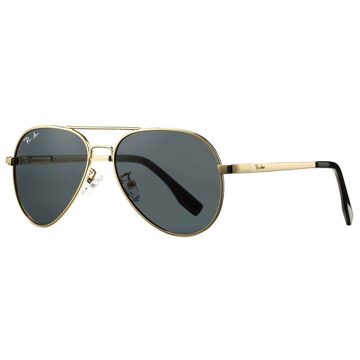 Pro Acme Kids Aviator Sunglasses for Boys Girls, Polarized Small Face for Youth Juniors Age 3-18, with Two Sizes 50MM 52MM (Gold Frame/Black Lens)