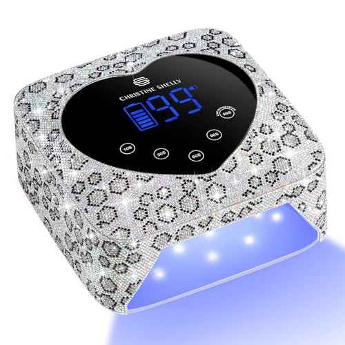 UV LED Nail Lamp 72W Rechargeable Sparkly Wireless Nail Dryer Gel Polish Light with 5 Timer Setting Professional Quick Dry Curing Lamp with Display Auto Sensor for Salon & Home