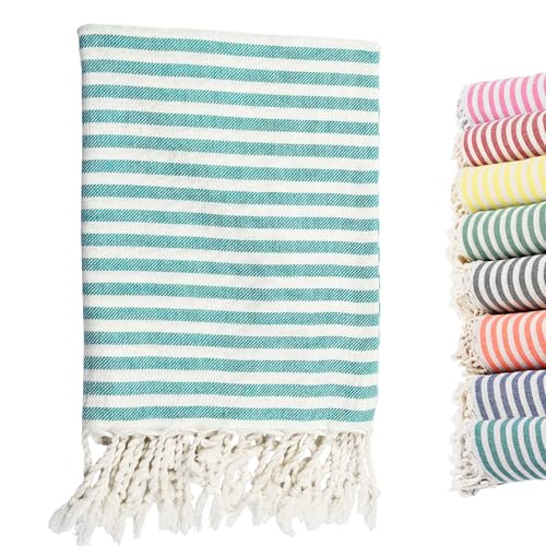 Oversized Turkish Beach Towel Bulk Set 39x71 Inches - Sky Blue, Quick Dry, Soft Cotton