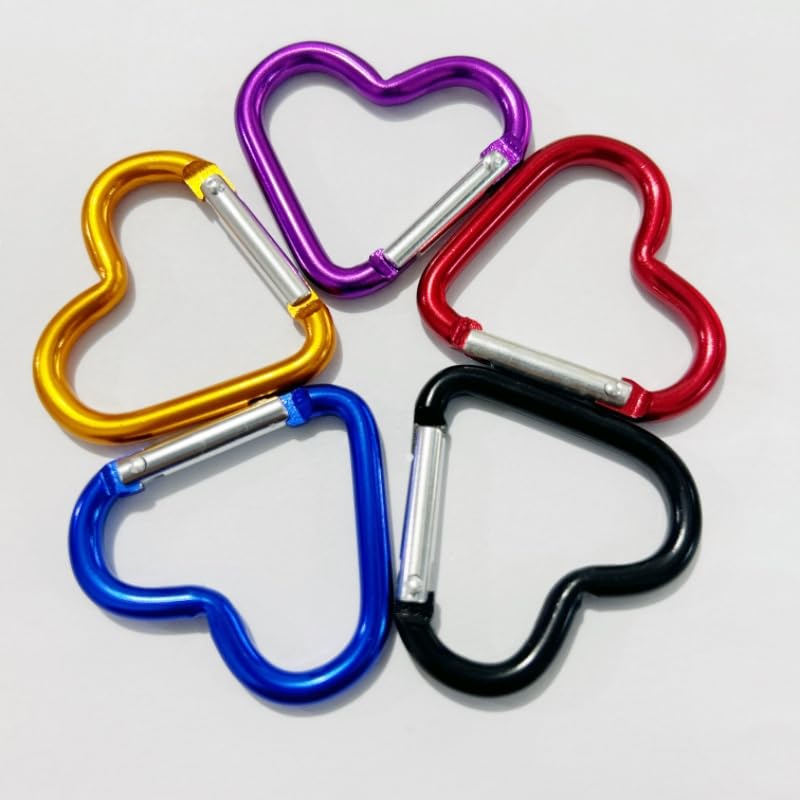 2Pcs Cute Heart Shape Carabiners Keychain Clips,Backpack Water Bottle Aluminum Alloy Accessory and Keychain Carabiners for Dog Leash Water Bottle Holder Snap,Snap Hook for Camping Accessories (Pink)