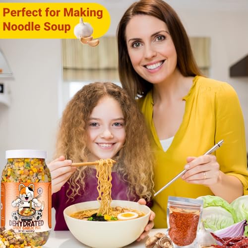 Spicy Garlic Ramen Toppings - Dried Vegetable Mix for Instant Noodles - 14oz - Variation of Spicy Garlic Mix Ramen Toppings