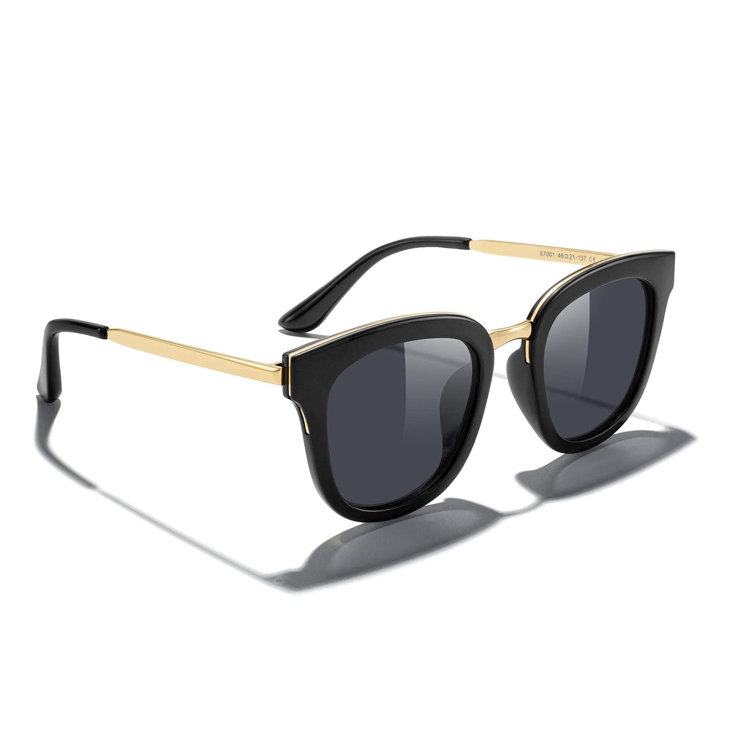 MERRY'S Girls Cat Eye Sunglasses for kids Children Polarized Sunglasses S7001 (Black, 46)