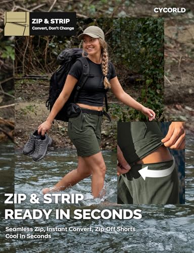 Women's Convertible Hiking Pants - Lightweight, Medium / Army Green