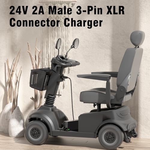 24V 2A XLR Power Charger for Mobility Wheelchairs and Scooters