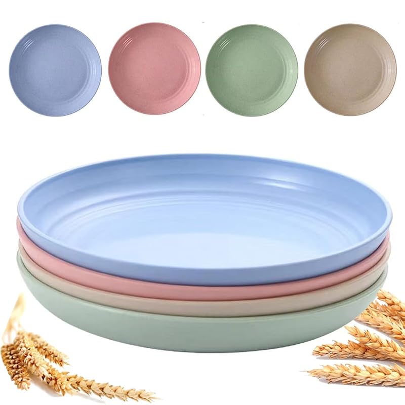 9 Inch Unbreakable Wheat Straw Plates - Reusable Dishwasher Safe Plate Set (Variation: Plate-9in)