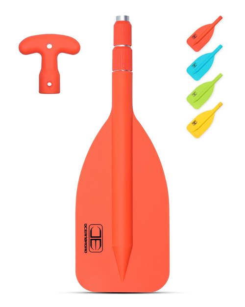 OCEANBROAD Emergency Telescoping Paddle 24in-42in Collapsible Paddles, for Kayaing Canoeing Boating River Tubing Emergency，Orange, 1 Paddle