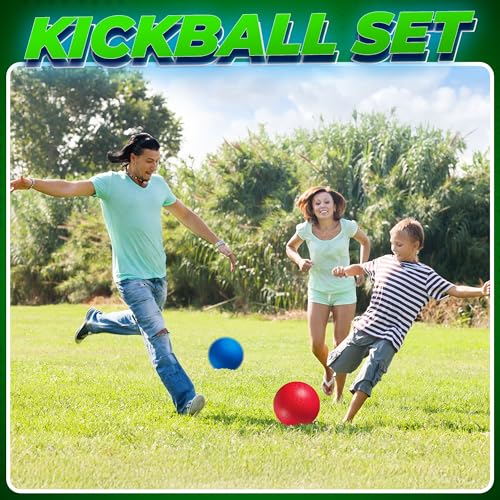 8.5-Inch Red & Blue Kickballs Set with Hand Pump - Playground Balls 2-Pack