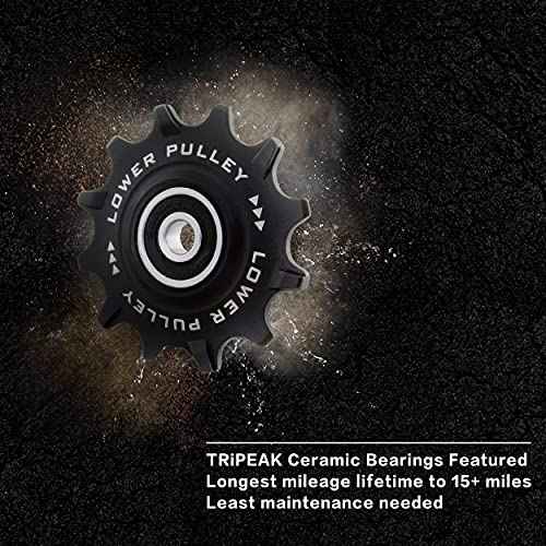 11T SRAM/Shimano Ceramic Hybrid Bearing Jockey Wheel Pulley Set for SRAM 10/11Speed Road/MTB, Shimano 10/11 Speed Road/MTB Cyclocross Gravel Rear Derailleur