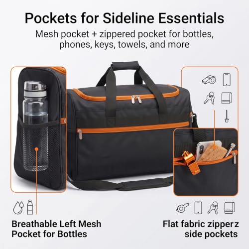 Heavy-Duty Football Bag Holds 6 Official Size Footballs with Pockets and Adjustable Strap