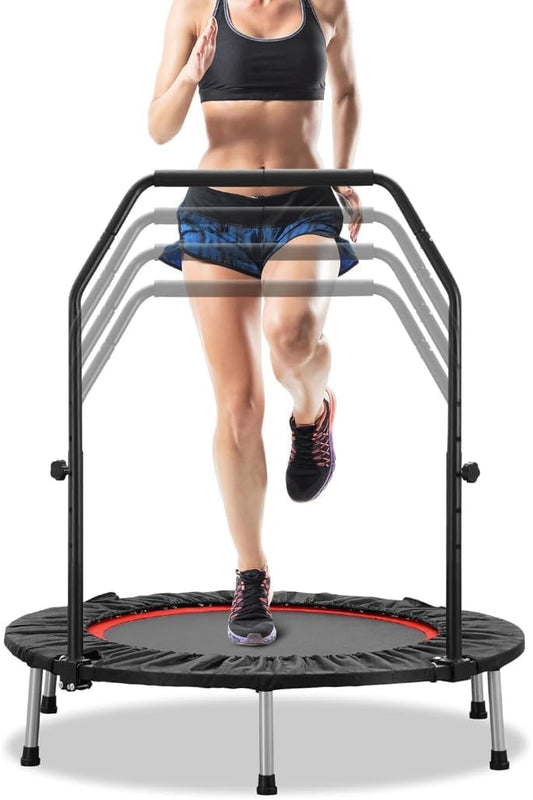 HYD-Parts 40" Mini Trampoline for Adults and Kids Exercise Rebounder Trampoline with Adjustable Bar Fitness Trampoline Indoor & Outdoor, Max Load 330lbs