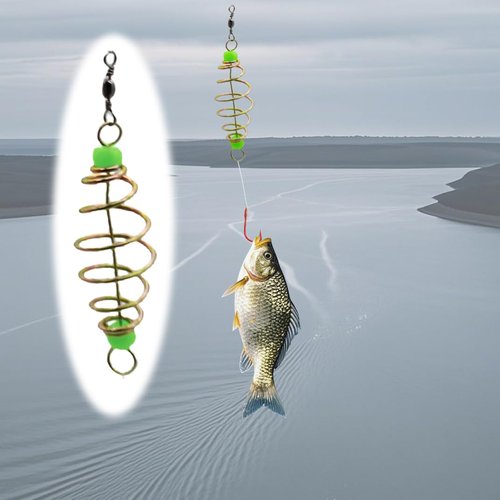 Yinprwi 25PCS Fishing Feeder Bait Cage Basket Feeder Basket Bait Thrower,Olive Shape Spring Fishing Bait Cage Holder Fishing Accessories Lure Feeder Carp Lure Fish with Pendant Bead