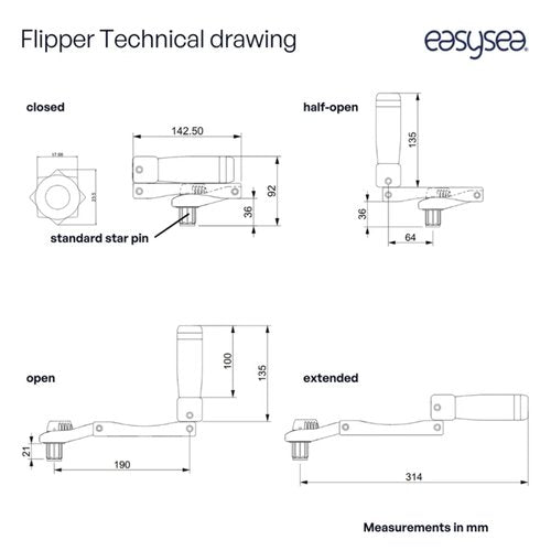 Easysea Flipper – Standard Foldable Winch Handle
