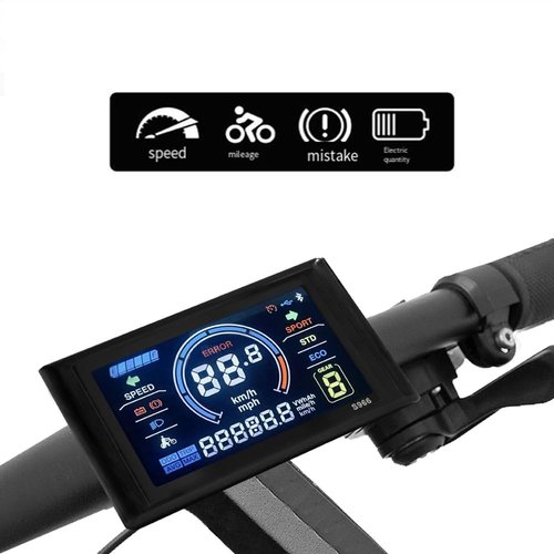 Ruitutedianzi Electric Bike Display 24V-72V Waterproof LCD Display S966 Electric Bike Controller Panel Dashboard,SM Connector Easy to Use