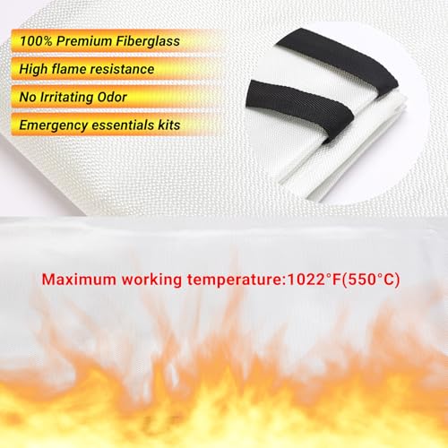 Heavy-Duty Emergency Fire Blanket 4 Pack - Fireproof Fiberglass Heat Shield for Kitchen, Home, Car, Camping