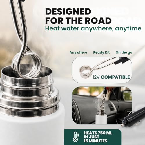 Yerba Mate Set with Stainless Steel Cup, Bombilla & Thermos - White Classic Kit