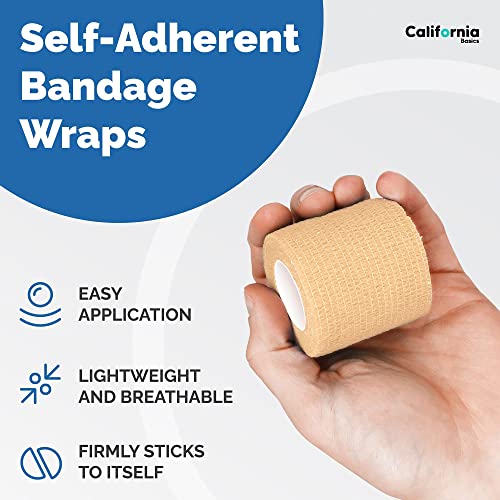 Self-Adhesive Athletic Bandage Wrap 2 Inch x 5 Yard Brown - Pack of 24