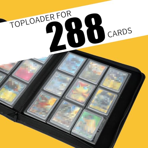 Carbon Black 288-Pocket Ringless Toploader Card Binder for Trading Cards - GERMUN