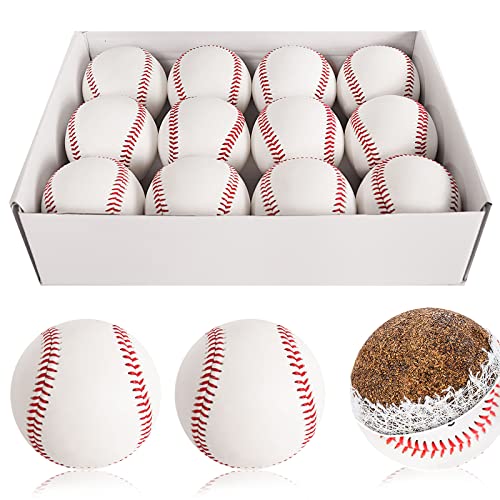 12 Pack Adult Leather Baseballs - 9 Inch Training & Autograph Balls