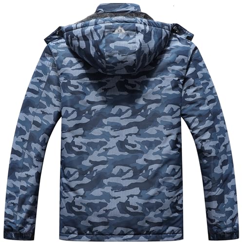 Men's Mountain Winter Coat - Large Dark Blue Camo
