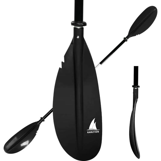 Karltion Kayak Paddle - Adjustable 2 Pieces Aluminum Alloy Shaft with Glass Fiber Blade for Surfing,Oar Fishing Easy Packable Travel- Black