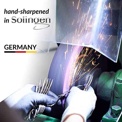 Manicure Set Solingen Made in Germany - 7 Piece Exclusive Finger & Toe Nail Clippers Kit for Women and Men in Real Leather Case, Color Blue
