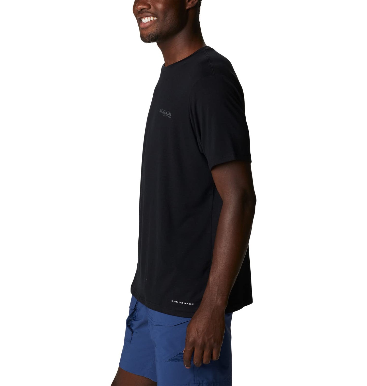 Columbia Men's PFG Fish Flag Tech Tee Short Sleeve, Black/Graphite Gradient, Large