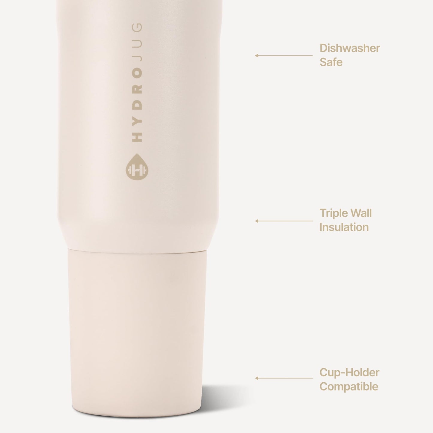 HydroJug Sport 20 oz Insulated Stainless Steel Water Bottle, Cream