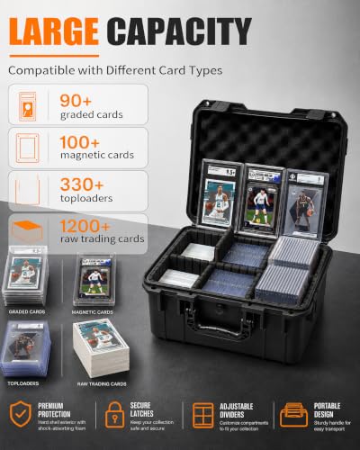 Sports Card Storage Box for 90+ Graded Cards with Divider - Large Capacity Organizer