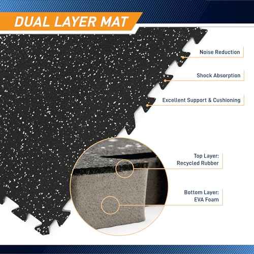 Marcy Interlocking Dual Density Rubber Top EVA Foam Home Gym Floor Mat for Exercise Equipment & Accessories MAT-40