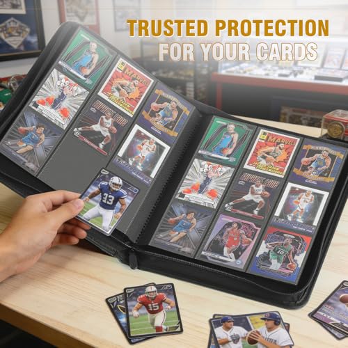 Trading Card Binder 9-Pocket Holds 540 Cards with Zipper - Black
