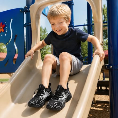 BRONAX Boys Graffiti Tennis Shoes - Little/Big Kids Black Variation 4